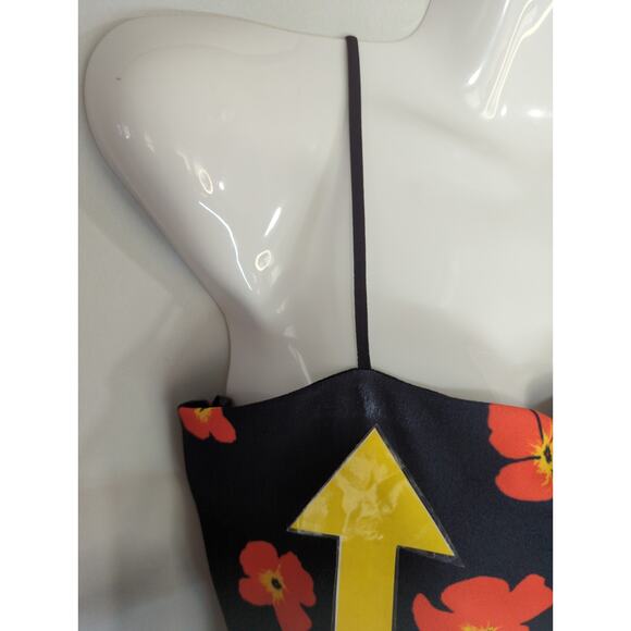 Misguided Floral Strappy Frill Hem Mini Dress - Size 10 - Black Orange Party NWT - Picture 8 of 13